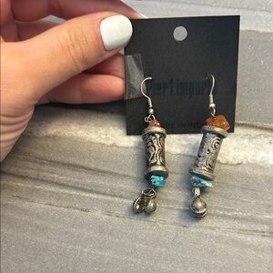 Pier 1 imports Silver and Turquoise Dangle Earrings